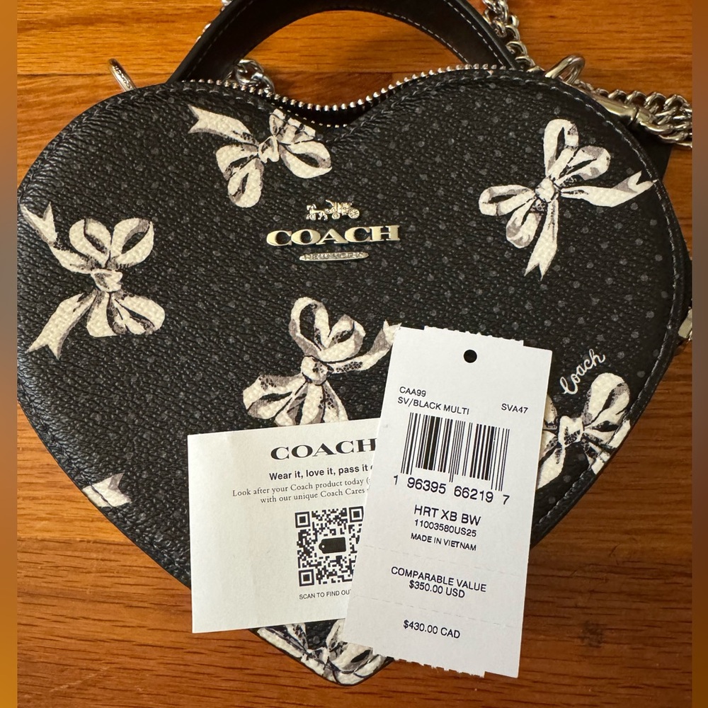 Coach Heart Mini Crossbody Bag with Bow Print - NWT $350 MSRP - Picture 10 of 11